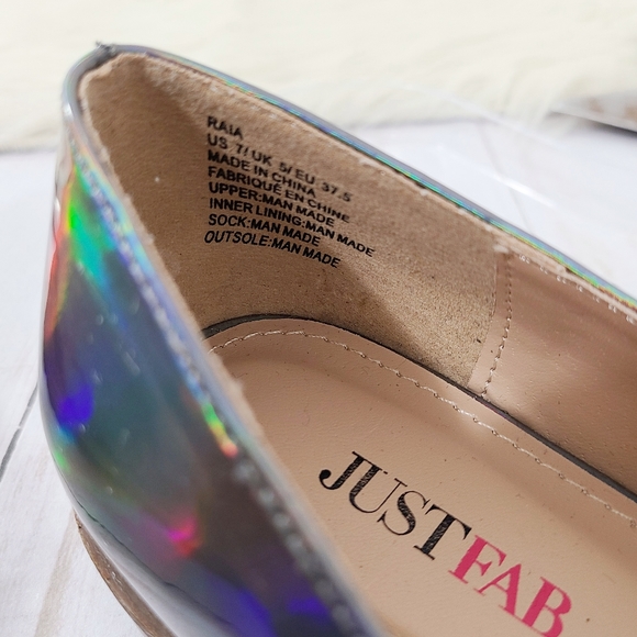 SOLD JustFab Raia holographic loafers rainbow silver 7 - Picture 8 of 8